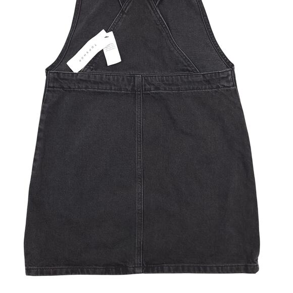 TOPSHOP Moto Washed Black Denim Jumper/Overall Midi Dress Sz 0 Grunge NWT - Picture 7 of 13